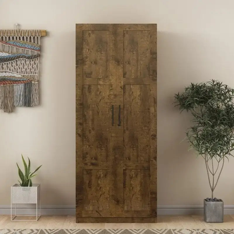 Hoher Wäscheschrank und Aufbewahrungsschrank mit 2 Türen und 3 Trennwänden zur Unterteilung von 4 Ablagefächern 75B x 40T x 180H cm