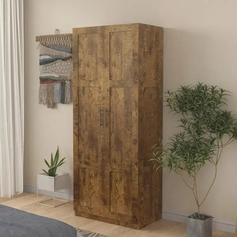 Hoher Wäscheschrank und Aufbewahrungsschrank mit 2 Türen und 3 Trennwänden zur Unterteilung von 4 Ablagefächern 75B x 40T x 180H cm