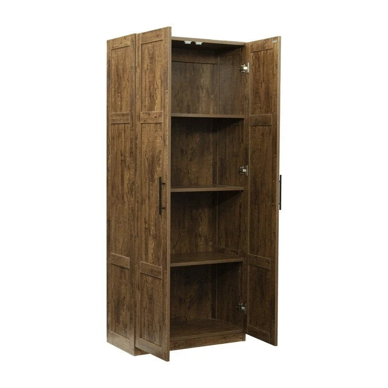 Hoher Wäscheschrank und Aufbewahrungsschrank mit 2 Türen und 3 Trennwänden zur Unterteilung von 4 Ablagefächern 75B x 40T x 180H cm