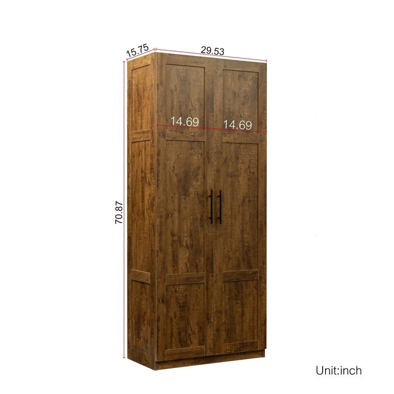 Hoher Wäscheschrank und Aufbewahrungsschrank mit 2 Türen und 3 Trennwänden zur Unterteilung von 4 Ablagefächern 75B x 40T x 180H cm