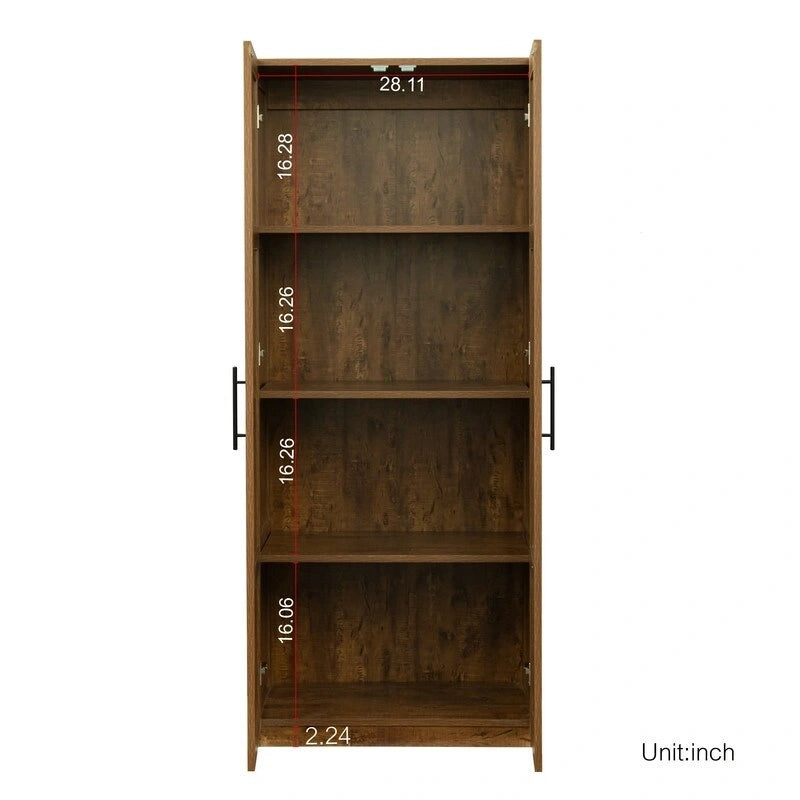Hoher Wäscheschrank und Aufbewahrungsschrank mit 2 Türen und 3 Trennwänden zur Unterteilung von 4 Ablagefächern 75B x 40T x 180H cm