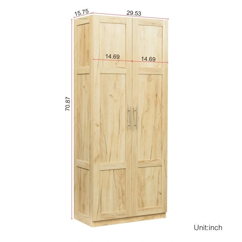 Hoher Wäscheschrank und Aufbewahrungsschrank mit 2 Türen und 3 Trennwänden zur Unterteilung von 4 Ablagefächern 75B x 40T x 180H cm