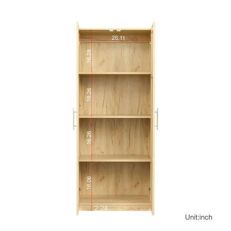 Hoher Wäscheschrank und Aufbewahrungsschrank mit 2 Türen und 3 Trennwänden zur Unterteilung von 4 Ablagefächern 75B x 40T x 180H cm