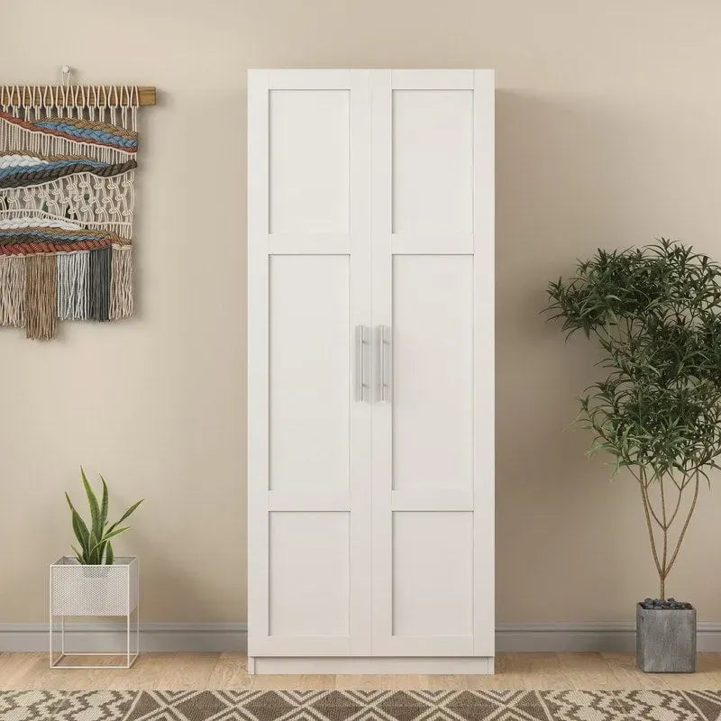 Hoher Wäscheschrank und Aufbewahrungsschrank mit 2 Türen und 3 Trennwänden zur Unterteilung von 4 Ablagefächern 75B x 40T x 180H cm