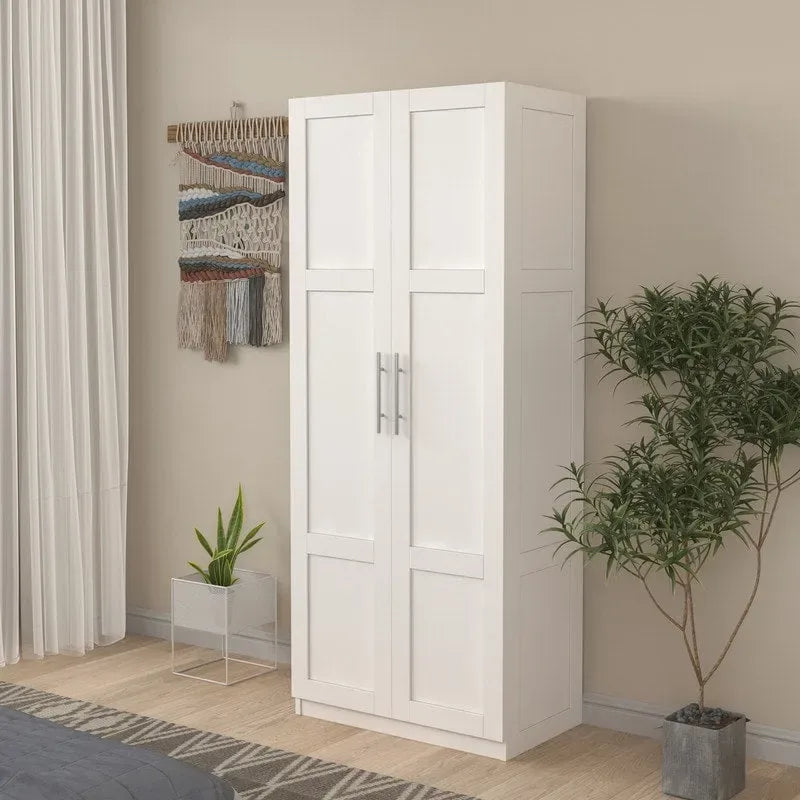 Hoher Wäscheschrank und Aufbewahrungsschrank mit 2 Türen und 3 Trennwänden zur Unterteilung von 4 Ablagefächern 75B x 40T x 180H cm