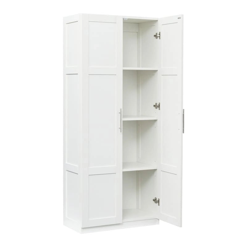Hoher Wäscheschrank und Aufbewahrungsschrank mit 2 Türen und 3 Trennwänden zur Unterteilung von 4 Ablagefächern 75B x 40T x 180H cm