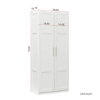 Hoher Wäscheschrank und Aufbewahrungsschrank mit 2 Türen und 3 Trennwänden zur Unterteilung von 4 Ablagefächern 75B x 40T x 180H cm