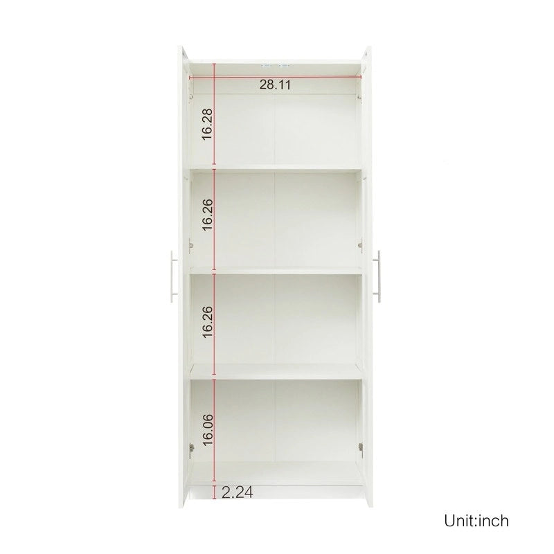 Hoher Wäscheschrank und Aufbewahrungsschrank mit 2 Türen und 3 Trennwänden zur Unterteilung von 4 Ablagefächern 75B x 40T x 180H cm