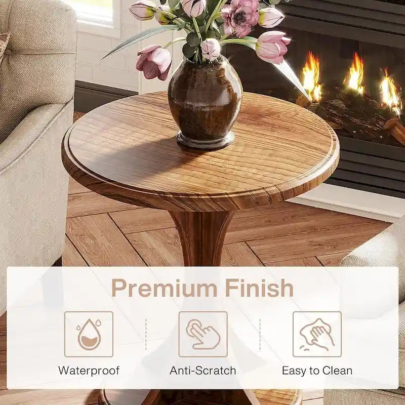 Runder Beistelltisch für Wohnzimmer, kleiner Sofa-Stuhl-Beistelltisch aus Holz, einfache Montage