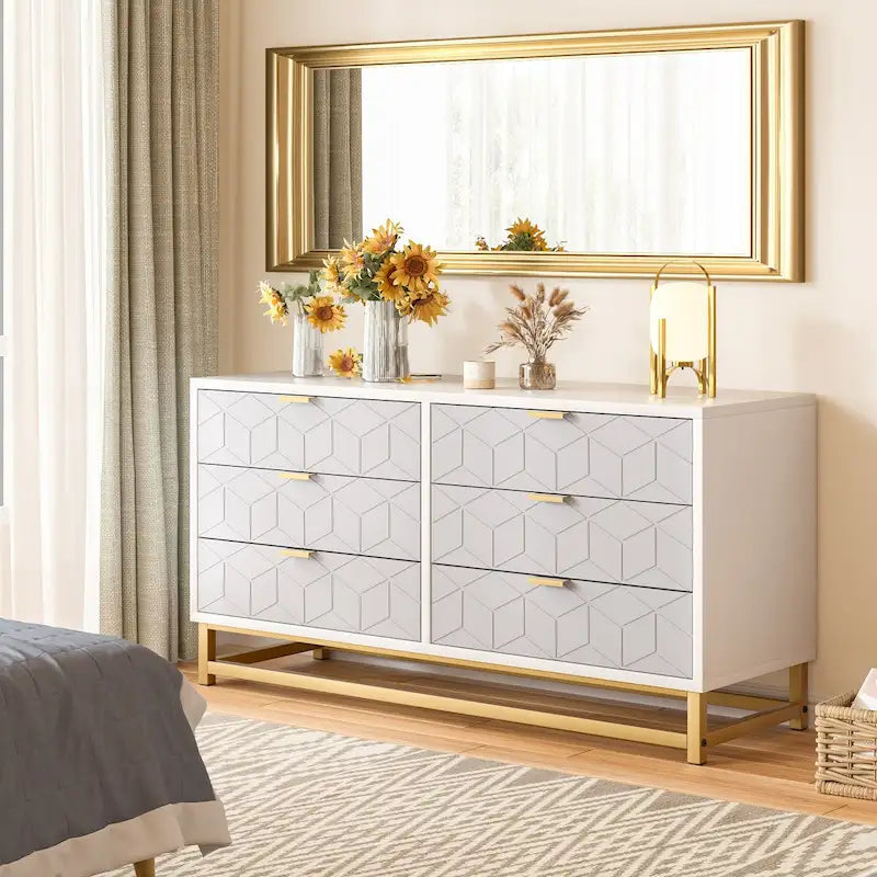 Kommode mit 6 Schubladen fürs Schlafzimmer, Holzkommode