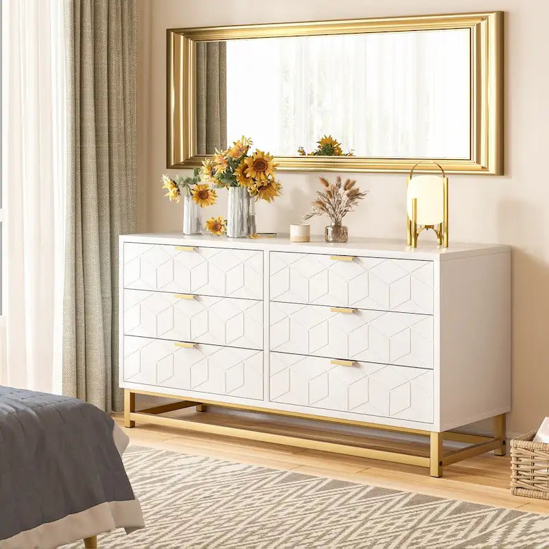 Kommode mit 6 Schubladen fürs Schlafzimmer, Holzkommode