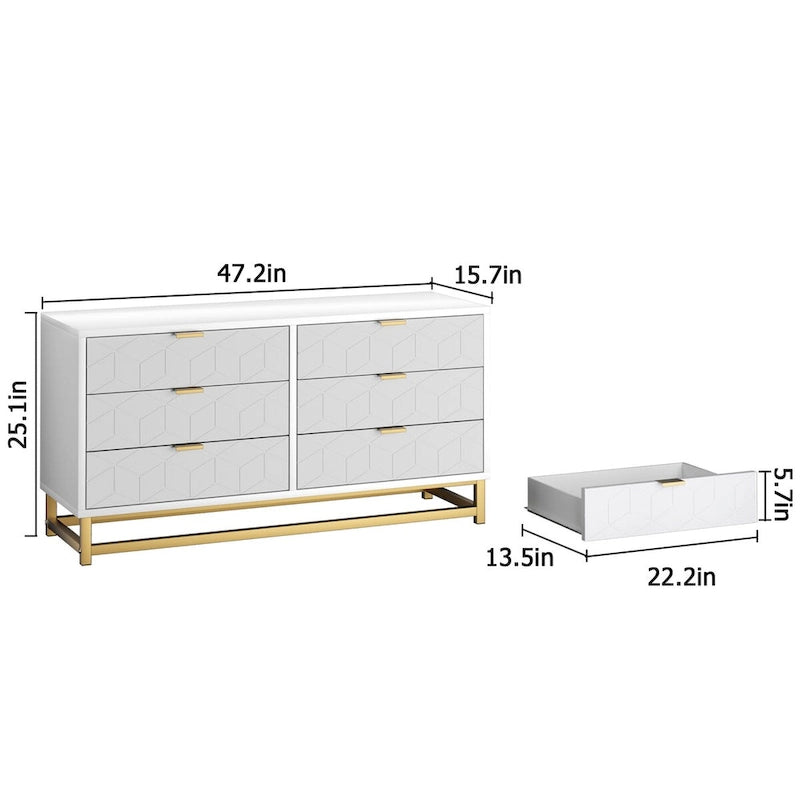 Kommode mit 6 Schubladen fürs Schlafzimmer, Holzkommode