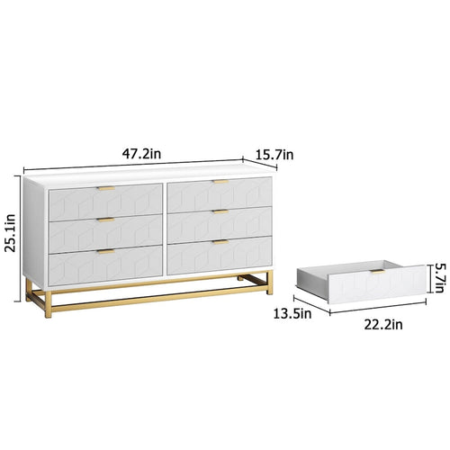 Kommode mit 6 Schubladen fürs Schlafzimmer, Holzkommode