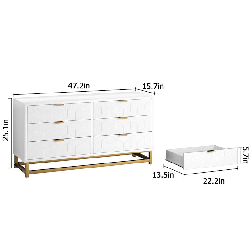 Kommode mit 6 Schubladen fürs Schlafzimmer, Holzkommode