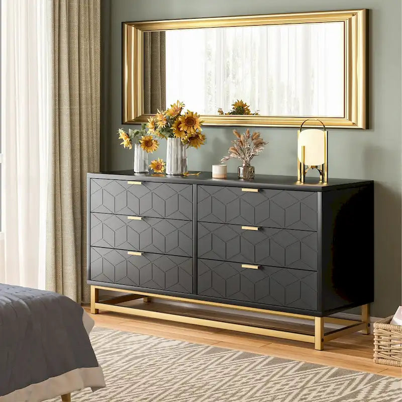 Kommode mit 6 Schubladen fürs Schlafzimmer, Holzkommode
